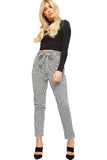 Black White Paperbag Tartan Checked Print Trouser For Women 8 - Dropwear