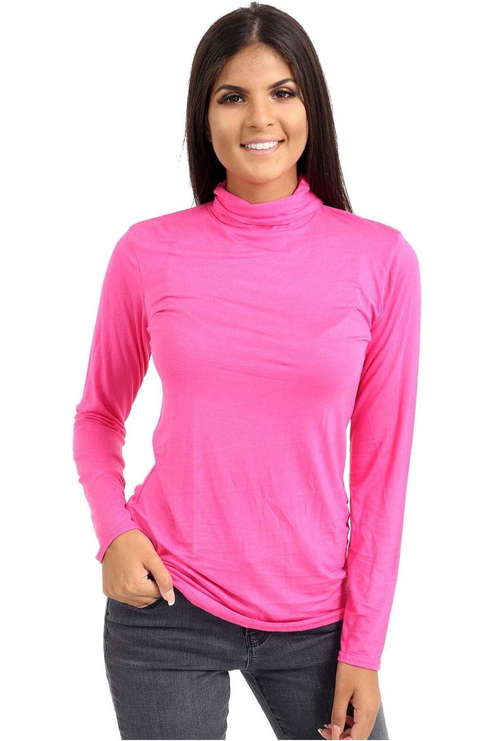 Black Plus Size Turtle Neck Long Sleeve Top For Women 16-18 - Dropwear