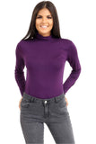 Purple Plus Size Turtle Neck Long Sleeve Top For Women 20-22 - Dropwear