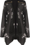 Cream Chiffon Butterfly Print Sheer Cardigan Top For Women 18 - Dropwear