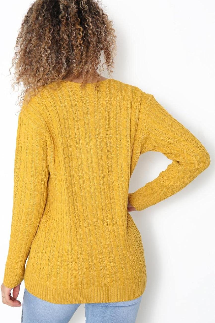 Teal Plus Size Cable Knitted Sweater Top For Women 20-22 - Dropwear