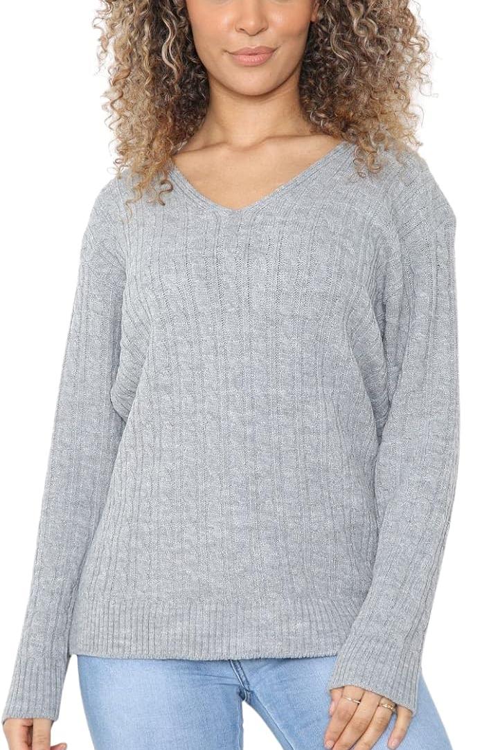 Plus Size Cable Knitted Sweater Top For Women  - Dropwear