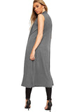 Mocha Sleeveless Maxi Cardigan For Women 12-14 - Dropwear