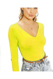 Red Plus Size Long Sleeve V Neck Top For Women 24-26 - Dropwear