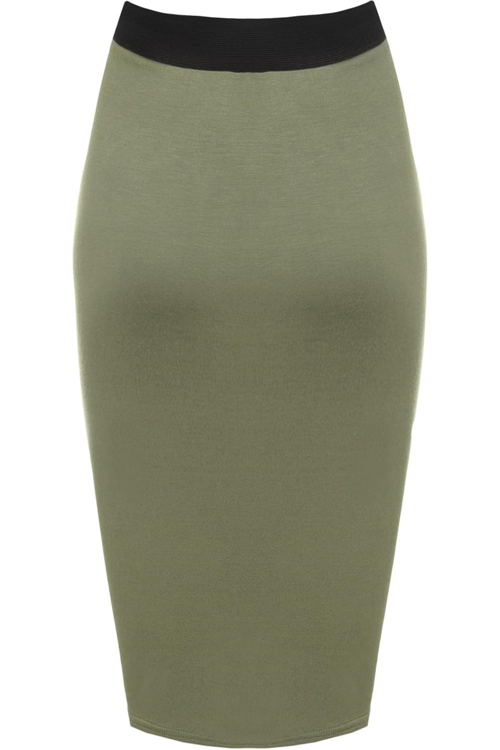 Dark Grey Plus Size Plain Stretch Pencil Midi Skirt For Women 16-18 - Dropwear