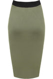 Dark Grey Plus Size Plain Stretch Pencil Midi Skirt For Women 16-18 - Dropwear