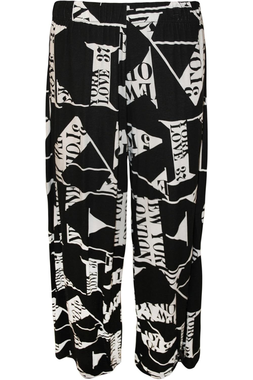 Plus Size Letters Print Palazzo Trouser For Women  - Dropwear