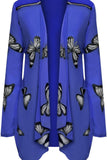 Peach Chiffon Butterfly Print Sheer Cardigan Top For Women 18 - Dropwear
