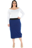 Light Grey Plus Size Midi Skirt Dogtooth For Women 12-14 - Dropwear