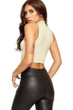 Navy Blue Turtle Neck Sleeveless Crop Top For Women 12-14 - Dropwear