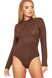 Black Plus Size Long Sleeve Turtleneck Bodysuit For Women 24-26 - Dropwear