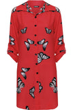 Butterfly Print Side Slit Curved Hem Top For Women  - Dropwear