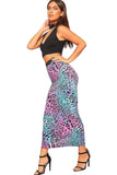 Pink Animal Plus Size High Waist Stretch Long Maxi Skirt For Women 20-22 - Dropwear