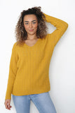 Cable Knitted V-Neck Sweater Top For Women  - Dropwear