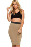 Jade Green Plus Size Plain Stretch Pencil Midi Skirt For Women 20-22 - Dropwear