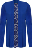 Royal Blue Floral Lace Back Cardigan Open Top For Women 14 - Dropwear