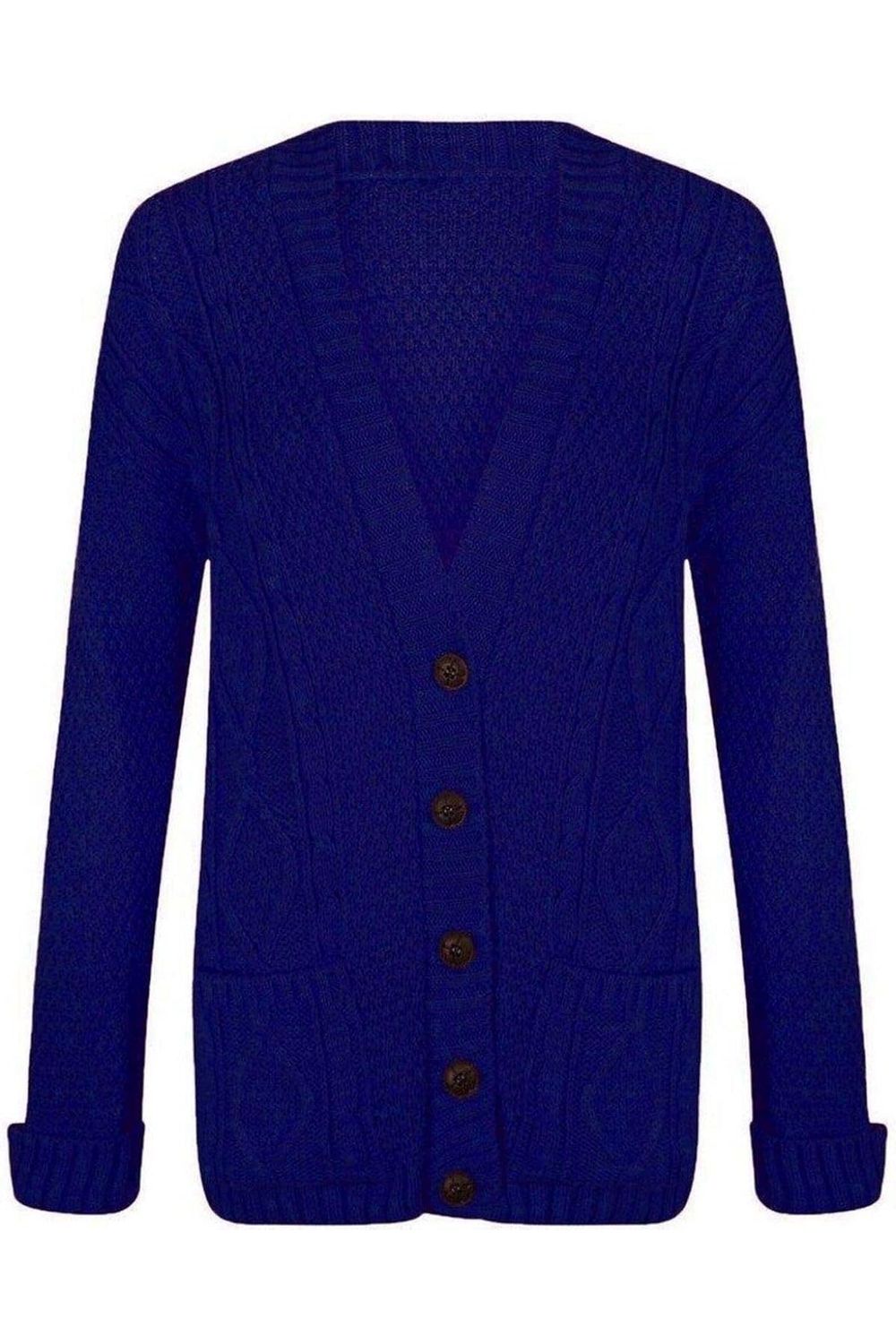 Brown Cable Knitted Button Cardigan For Women 12-14 - Dropwear