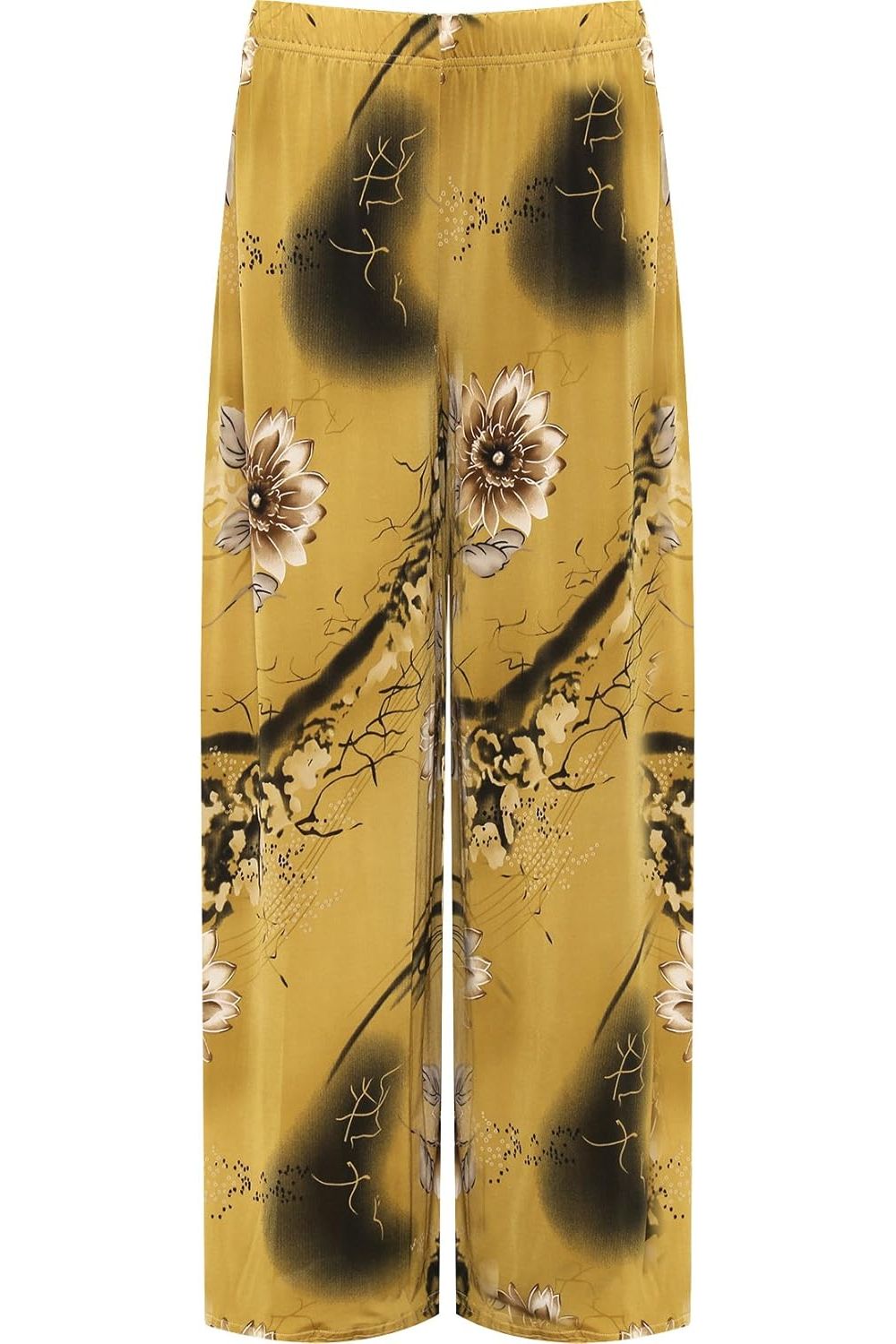 Camel Floral Print Palazzo Trouser For Women  - Dropwear