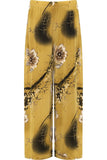 Camel Floral Print Palazzo Trouser For Women  - Dropwear