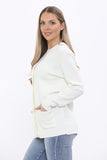 Cream Women Knitted Plain Cardigan For Women 12-14 - Dropwear