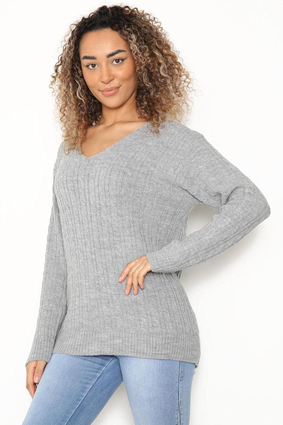 Plus Size Cable Knitted Sweater Top For Women  - Dropwear