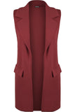Mocha Plus Size Crepe Open Long Waistcoat Pocket Top For Women 18 - Dropwear