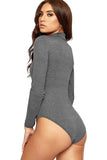 Khaki Unity Solid Stand Collar turtleneck Bodysuits For Women 8-10 - Dropwear