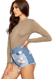 Black Unity Solid Stand Collar turtleneck Bodysuits For Women 8-10 - Dropwear
