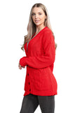 Sky Blue Cable Knitted Button Cardigan For Women 12-14 - Dropwear