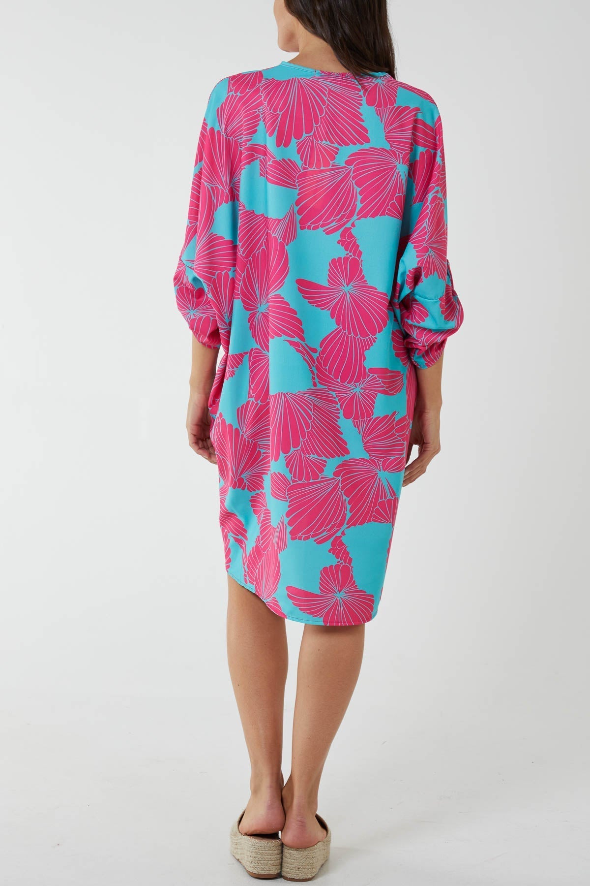 Pink Floral Twisted Front Midi Dress For Women ONE SIZE - Dropwear