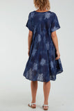 Hot Pink Palm Tree Short Sleeve Midi Dress For Women ONE SIZE - Dropwear