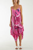 Abstract Cami Hanky Hem Dress For Women  - Dropwear