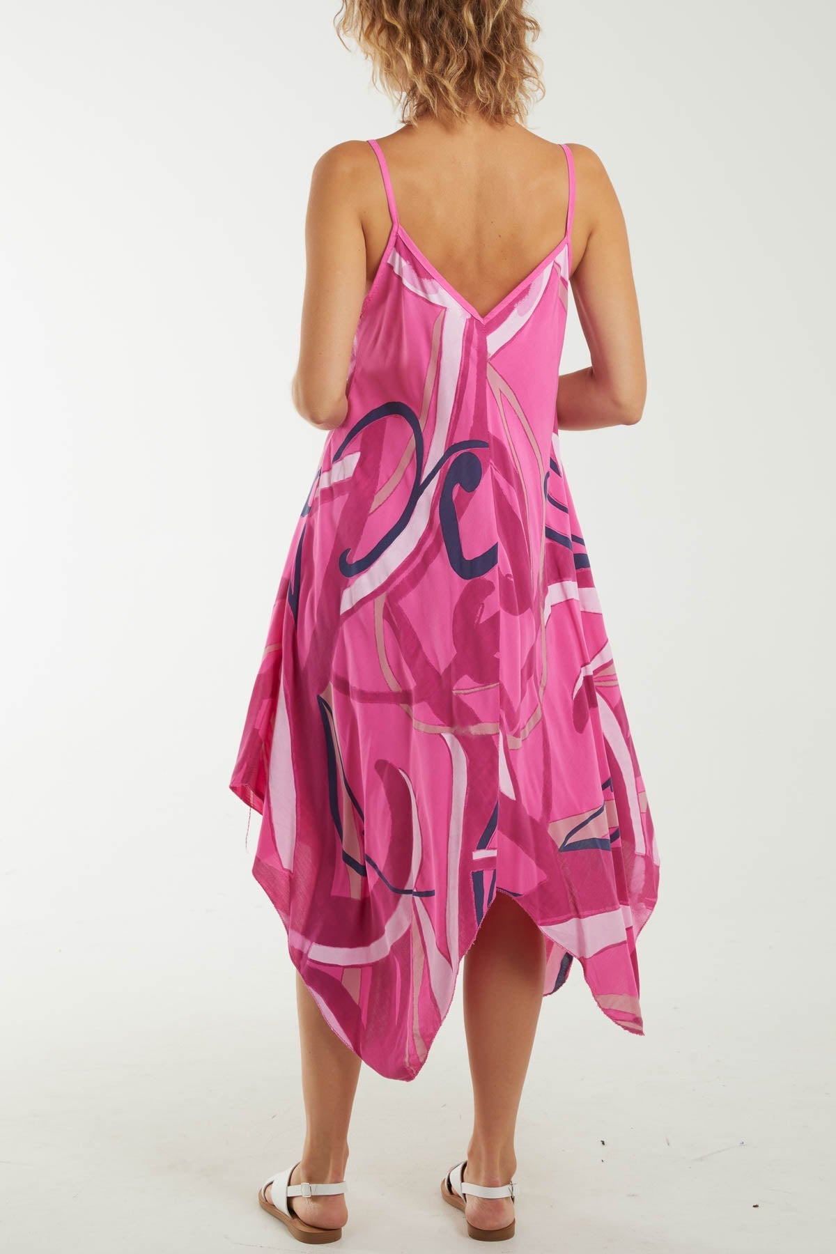 Abstract Cami Hanky Hem Dress For Women  - Dropwear