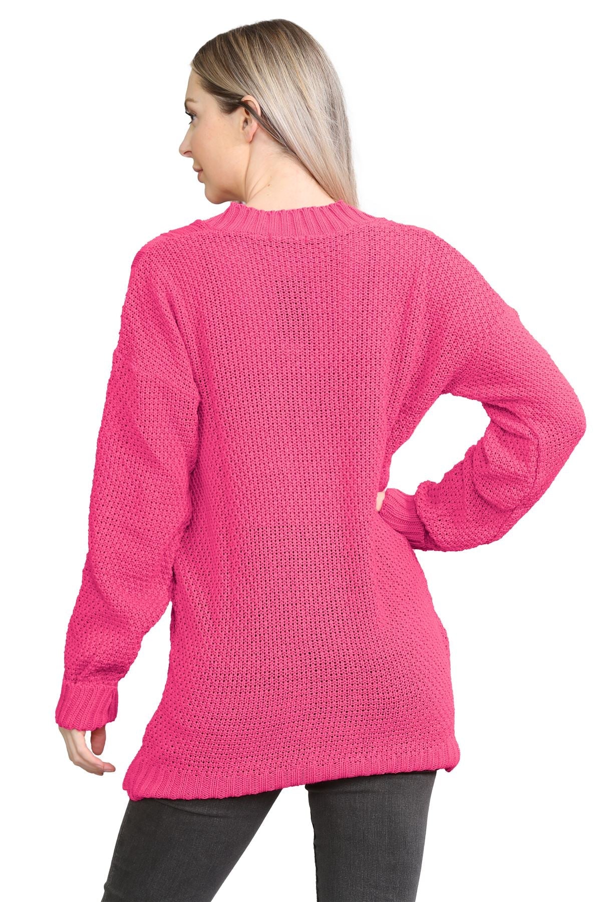 Wine Cable Knitted Button Cardigan For Women 8-10 - Dropwear