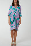 Floral Twisted Front Midi Dress For Women  - Dropwear