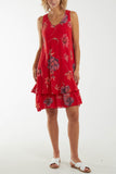Floral Double Layer Sleeveless Dress For Women  - Dropwear