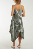 Lime Abstract Cami Hanky Hem Dress For Women ONE SIZE - Dropwear