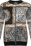 Black Plus Size Baroque Paisley Print Bomber Jacket For Women 22-24 - Dropwear