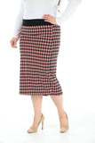 Blue Plus Size Midi Skirt Dogtooth For Women 20-22 - Dropwear