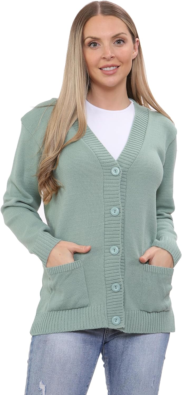 Black Women Knitted Plain Cardigan For Women 8-10 - Dropwear