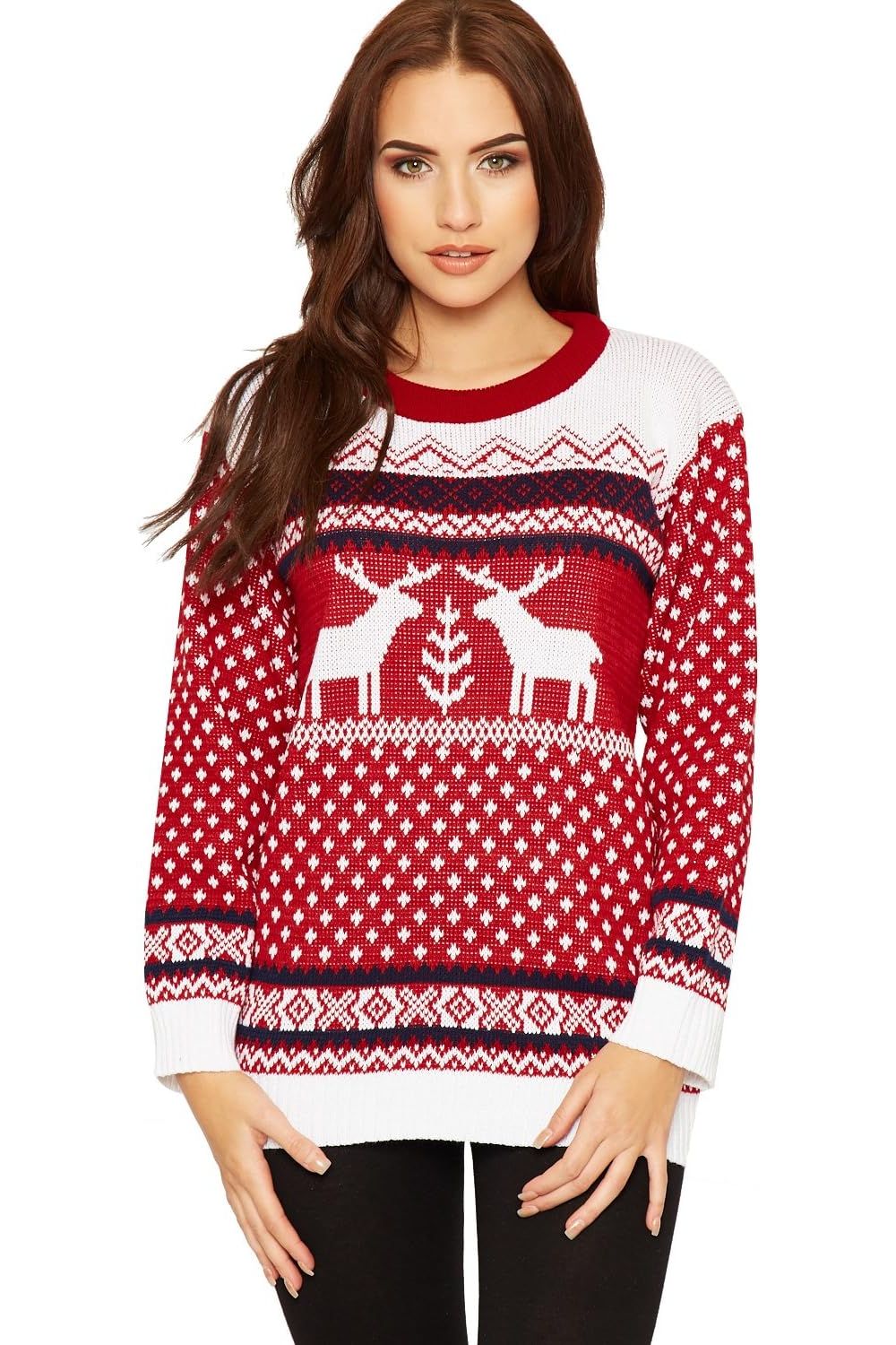 Navy Blue X-Mas Jumper Festive Top For Women 12-14 - Dropwear