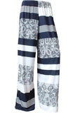 Plus Size Navy Abstract Print Palazzo Trouser For Women  - Dropwear