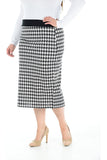 Red Plus Size Midi Skirt Dogtooth For Women 16-18 - Dropwear