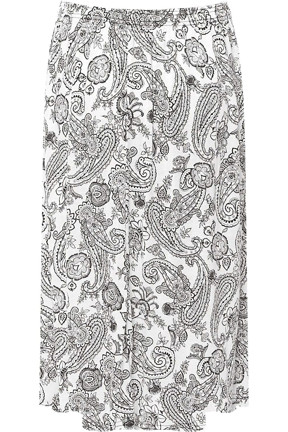 Paisley White Paisley White Print Midi Skirt For Women 12-14 - Dropwear