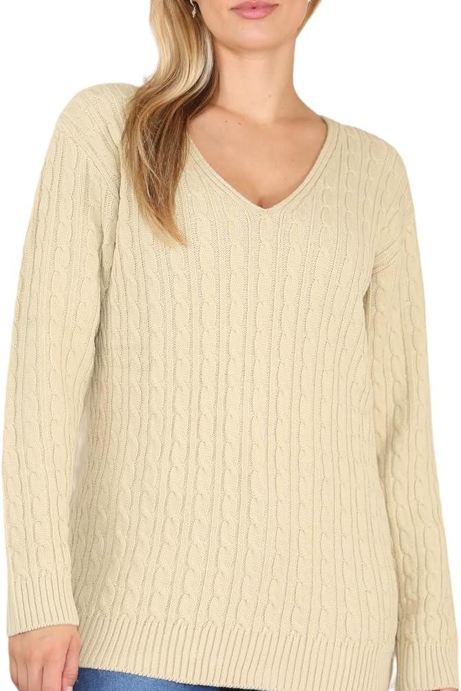 Plus Size Cable Knitted Sweater Top For Women  - Dropwear