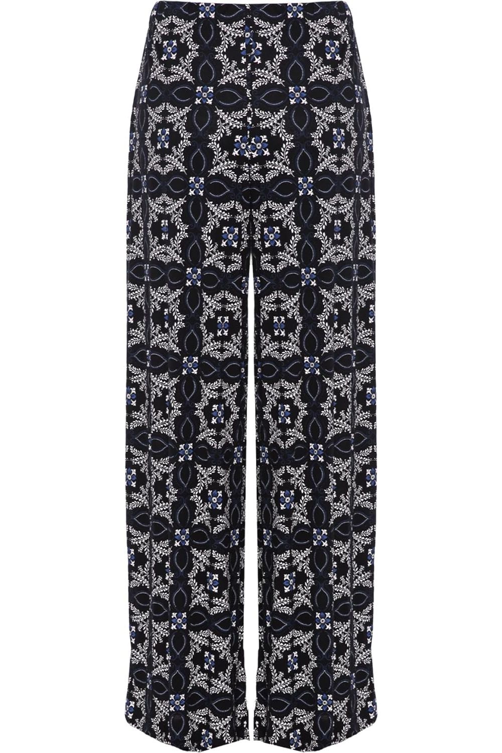 Square Floral Blue Square Floral Print Palazzo Trouser For Women 8-10 - Dropwear