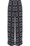 Square Floral Blue Square Floral Print Palazzo Trouser For Women 8-10 - Dropwear