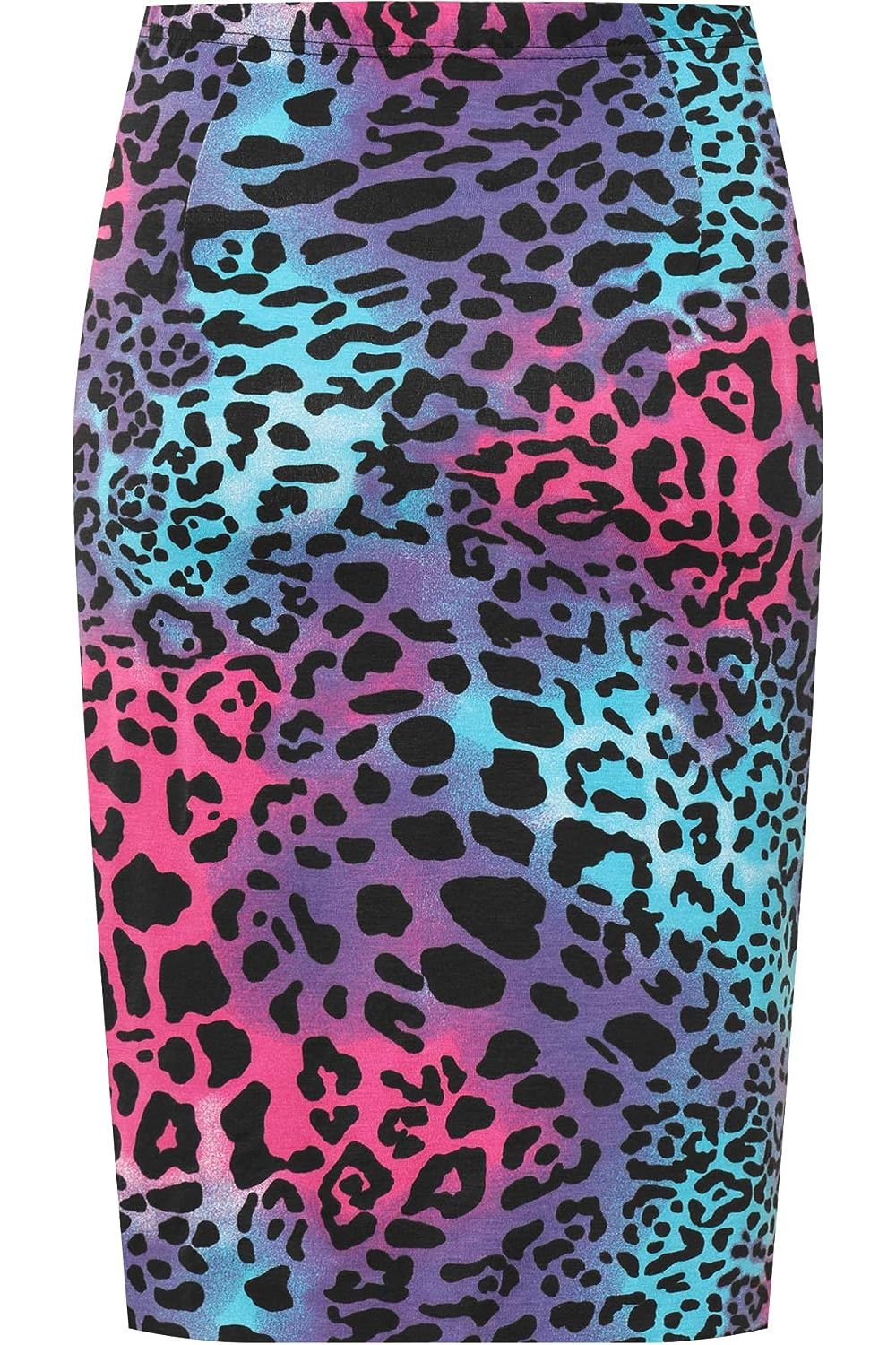 Turquoise Animal Printed Stretch Pencil Midi Skirt For Women 12-14 - Dropwear
