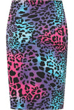 Turquoise Animal Printed Stretch Pencil Midi Skirt For Women 12-14 - Dropwear