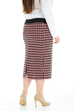 Blue Plus Size Midi Skirt Dogtooth For Women 24-26 - Dropwear